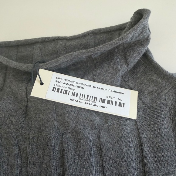 Alex Mill Ellie Cotton Cashmere Ribbed Turtleneck Long Sleeve Women XL NWT Gray - Picture 4 of 7